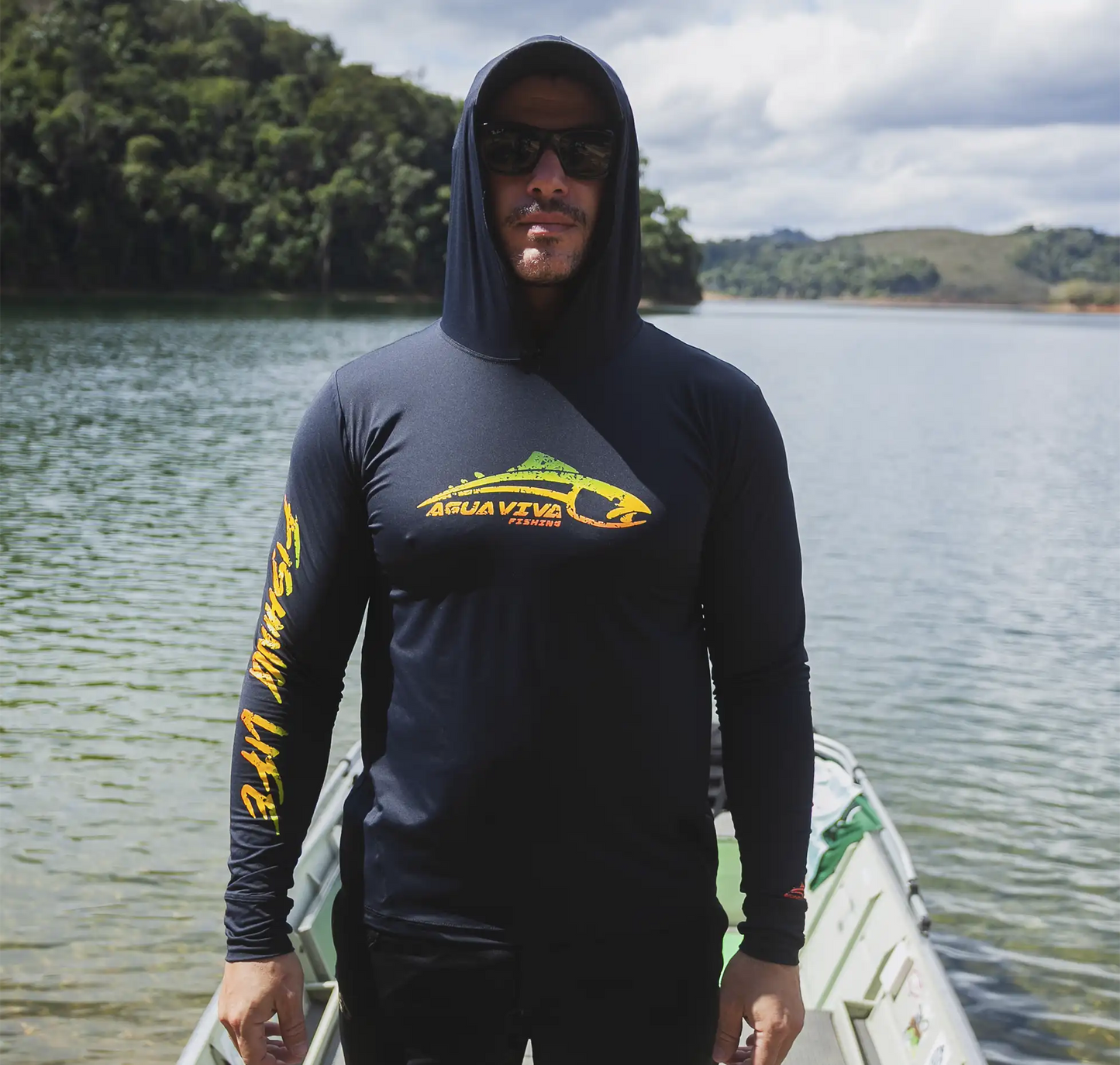 CAMISA DE CAPUZ PRÓ ANGLER POLIAMIDA AÇU