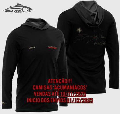 CAMISA DE CAPUZ PRÓ ANGLER POLIAMIDA AÇUMANÍACOS PRETO