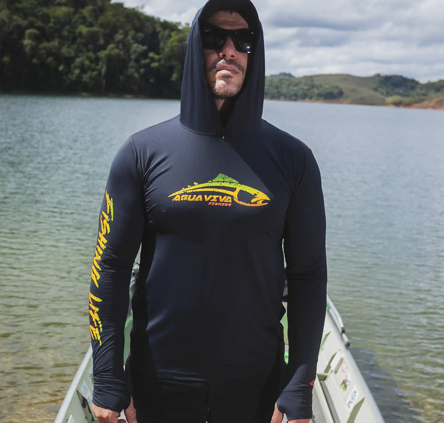 CAMISA DE CAPUZ PRÓ ANGLER POLIAMIDA AÇU