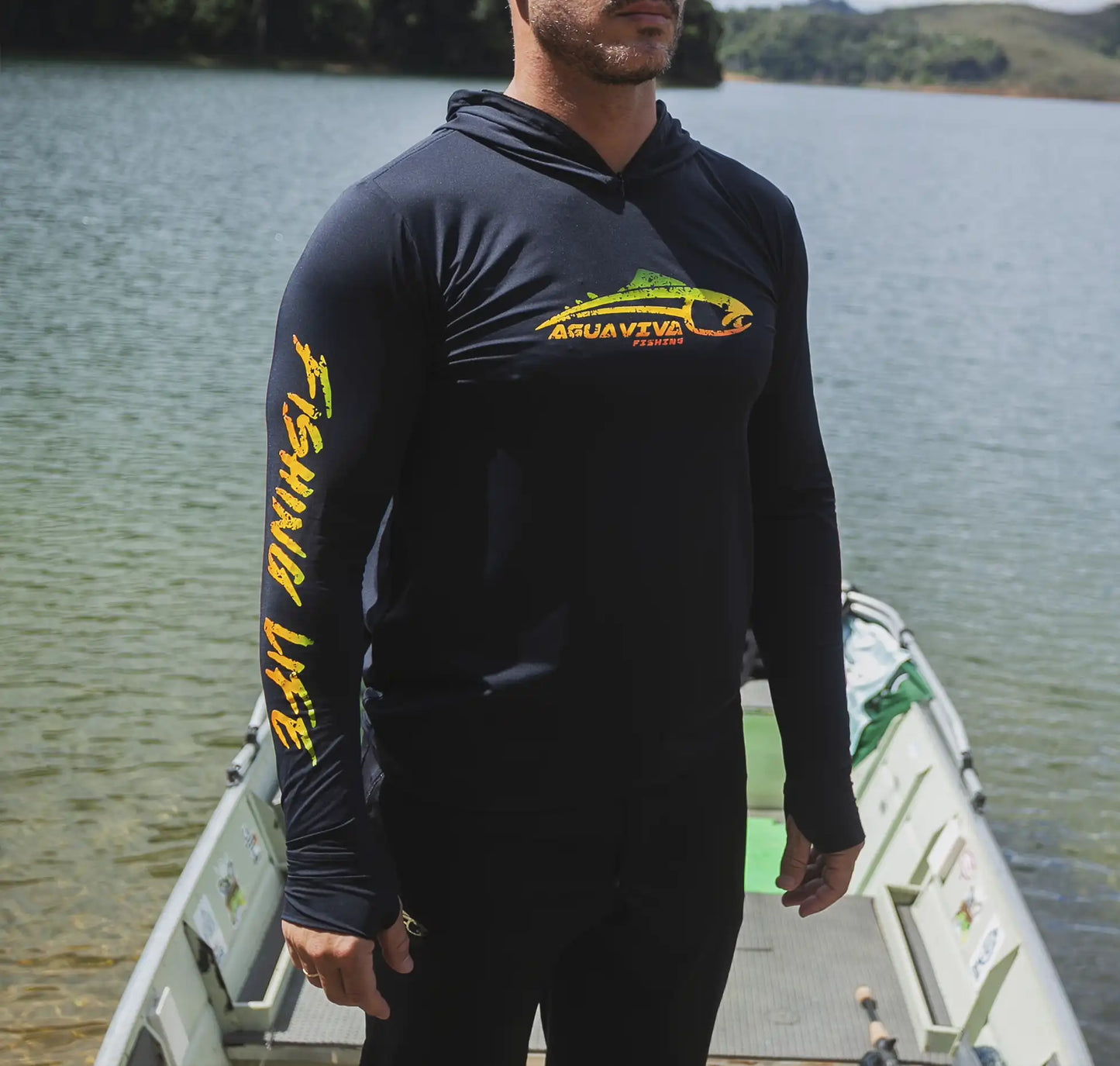 CAMISA DE CAPUZ PRÓ ANGLER POLIAMIDA AÇU