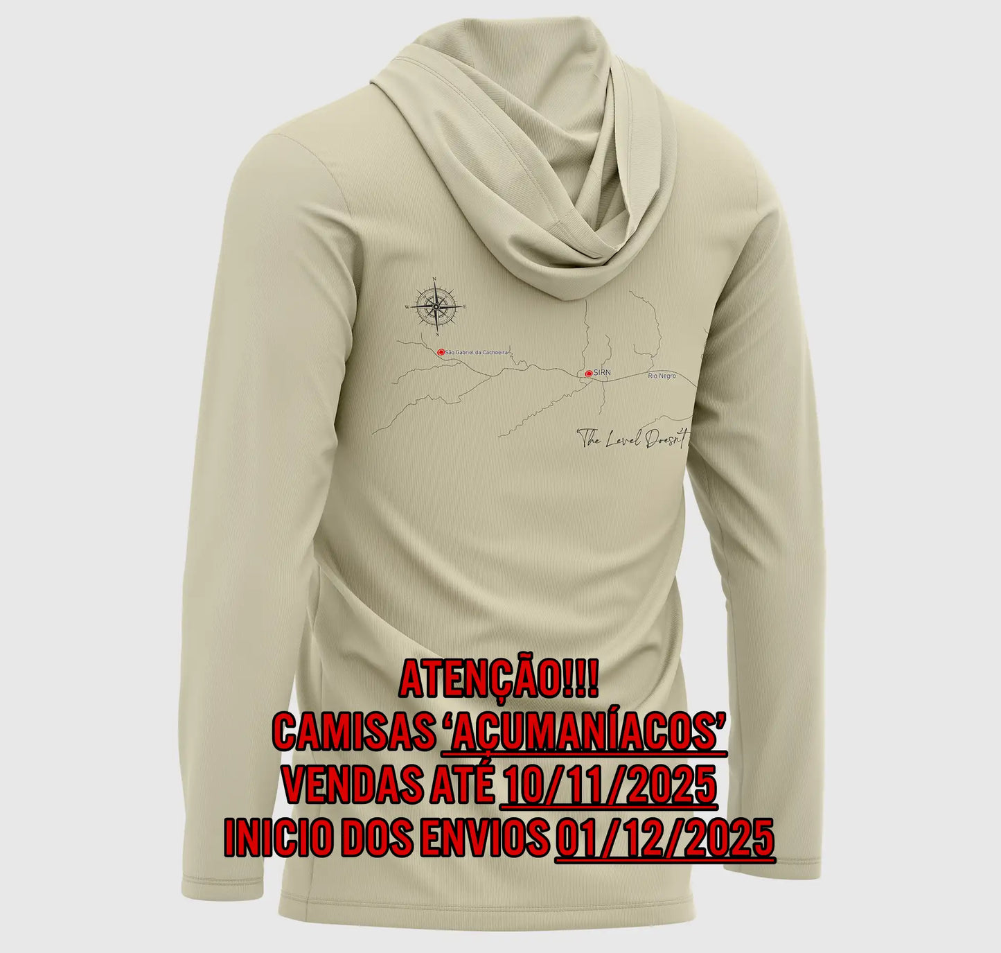 CAMISA DE CAPUZ PRÓ ANGLER POLIAMIDA AÇUMANÍACOS AREIA