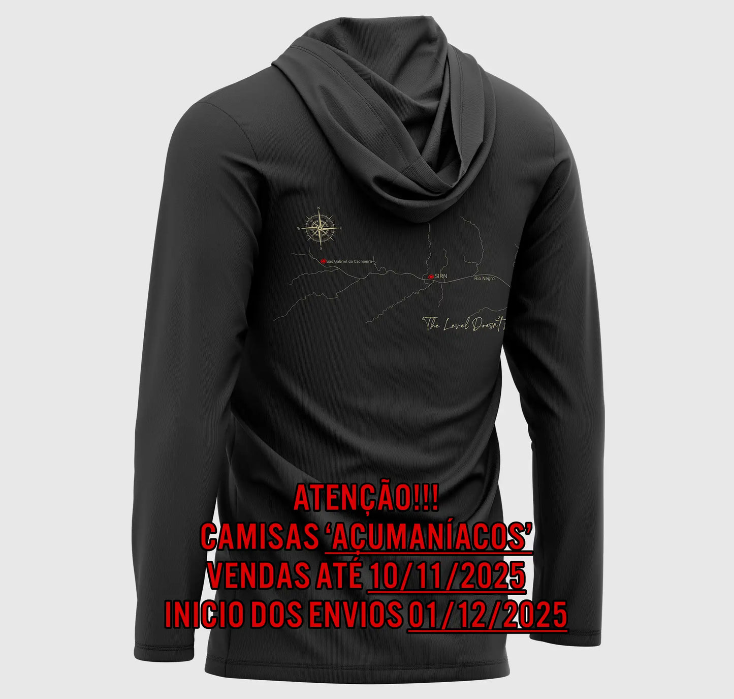 CAMISA DE CAPUZ PRÓ ANGLER POLIAMIDA AÇUMANÍACOS CHUMBO