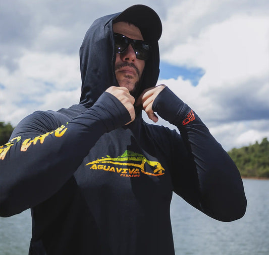 CAMISA DE CAPUZ PRÓ ANGLER POLIAMIDA AÇU