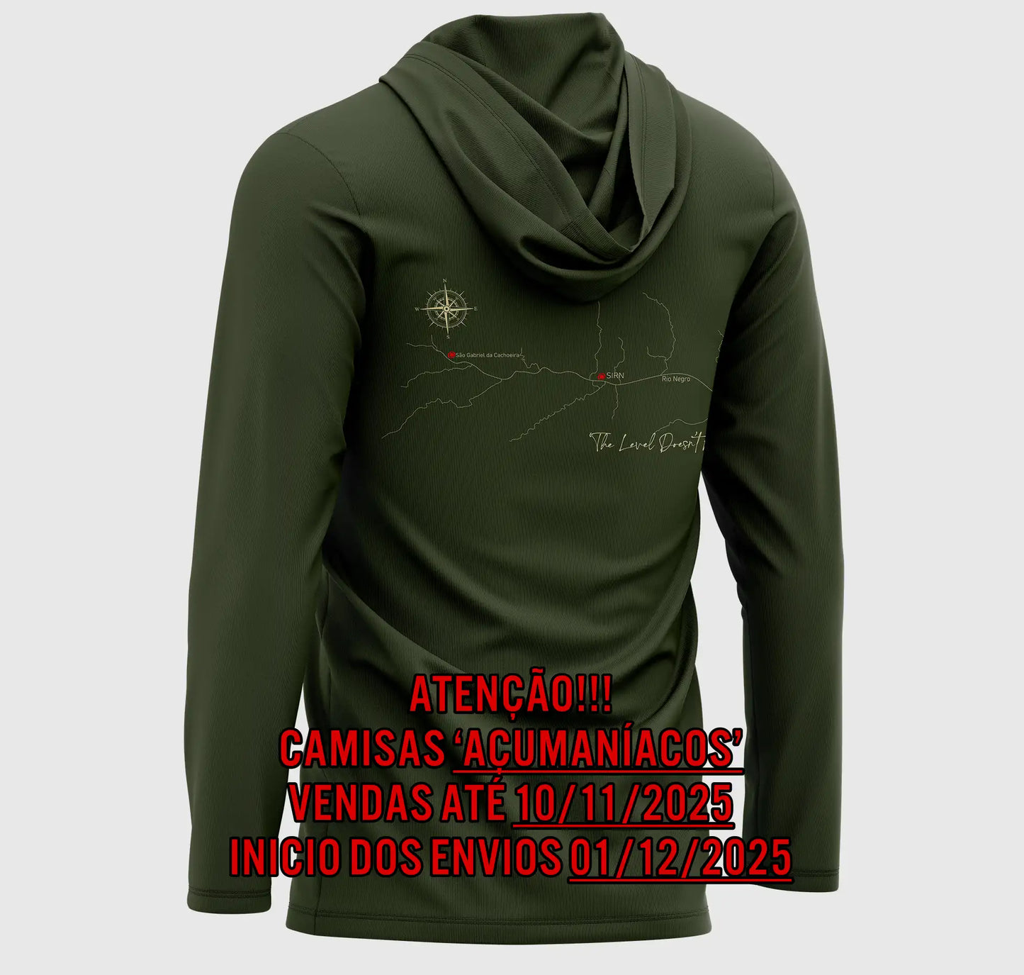 CAMISA DE CAPUZ PRÓ ANGLER POLIAMIDA AÇUMANÍACOS VERDE