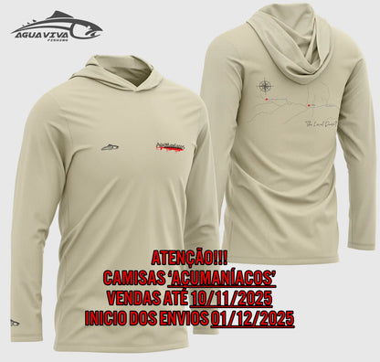 CAMISA DE CAPUZ PRÓ ANGLER POLIAMIDA AÇUMANÍACOS AREIA